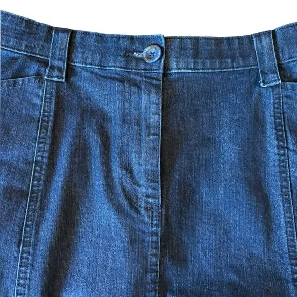 LL Bean Classic Fit Dark Wash Denim Jean Skirt Womens Size 10 Petite - Picture 3 of 9